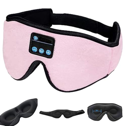 ePalZoneXP Wireless Bluetooth 5.2 Sleep Mask Sleep Headphones Eye Mask Bluetooth Headphone, 3D Eye Mask for Sleeping Music Sleeping Headphones for Men/Women Music Earphones UK (Pink)