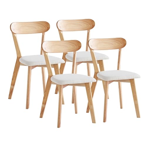 paonne Solid Wood Dining Chairs Set of 4 for Home Kitchen, Restaurant & Living Room(Louis Style, Fabric Off White Cushion)