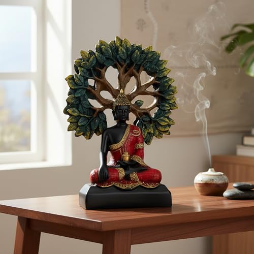 Image of eCraftIndia Lord Buddha Idol for Home Decor Living Room | Gautam Buddha Statue Under the Bodhi-Tree | Showpiece Gift for Housewarming Birthday