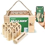 Mölkky Original - Lancer des Jeux Exterieur Adulte pour Jardin, Pique-Nique, Plage - Bois de Bouleau 12 quilles, 1 bâton, Jeu Molkky Bois pour Famille, Groupes, 2 Joueurs et Plus, 6 Ans et Plus