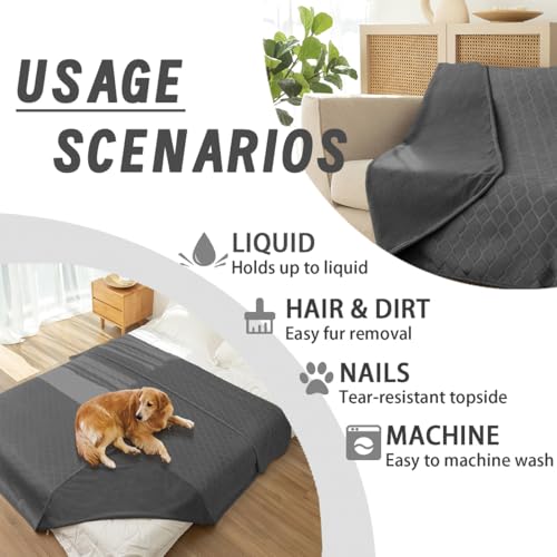 Amarrirose wasserdichte Hundedecke,100x120cm Outdoor Hundematte Waschbar für Grosse Hunde,Flauschig Katze ndecke und Weich Beidseitiger Sofabezug-Schutz,Dunkelgrau+grau