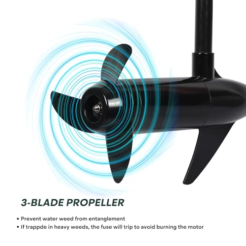 Cloud Mountain Trolling Motor Electric Outboard Brushed for Fishing Boats Saltwater Transom Mounted with Adjustable Handle, 55 LBs Thrust 12V 28" Shaft - Thumbnail 5