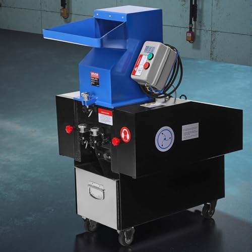 Vevor Macchina Trituratrice Di Plastica, 3 CV/2,2 Kw Trituratore Per Materie Plastiche, Capacità 100-150 Kg/H Con Ruote, Lama SDK-11 E Maglia Da 6 Mm Per Pvc Abs Ptfe, 380 V 50 Hz Trifase - 8