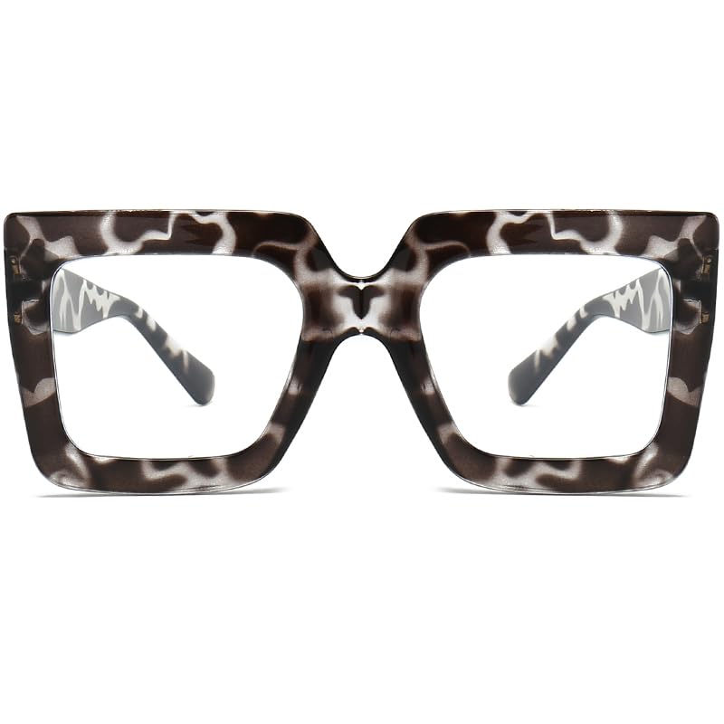 Oversized Square Blue Light Glasses Big Frame Computer Eyewear Animal Print Amazon.com: Onrtry Oversized Square Blue Light Glasses for  main image 3