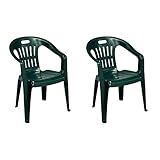 Mojawo 2 Stück Stapelstuhl Gartenstuhl PIONA Bistrostuhl Gartensessel Balkonstuhl Kunststoff stapelbar Balkonmöbel Gartenmöbel Dunkelgrün