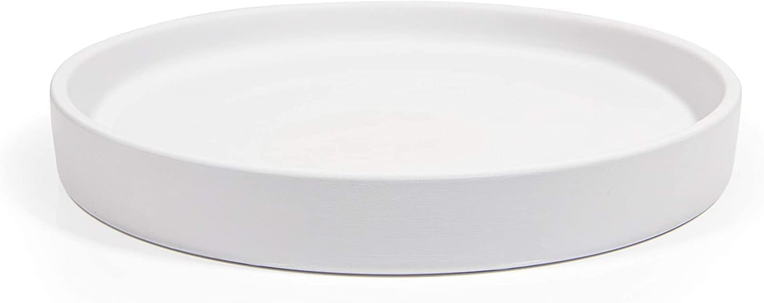 Willowy Matte White Ceramic Pot Saucer - Drainage Tray for 9, 10, 11, 12 Inch Planters + More Sizes