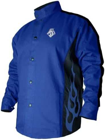 Black Stallion (BXRB9C) BSX 9 oz Contoured Flame-Resistant Cotton Welding Jacket, Welder's Collar, Dual Scribe Pockets, Leather-Reinforced Snaps, X-Large, Royal Blue