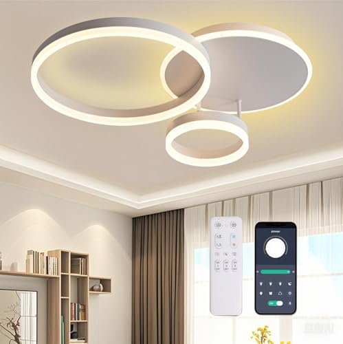 Plafonnier LED Dimmable,65CM Lampe Plafond Avec Télécommande 54W ...