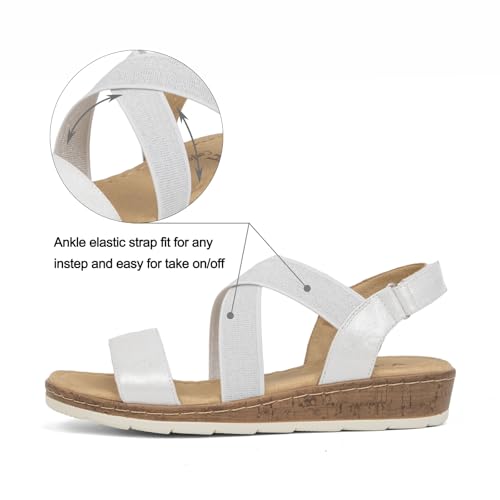 Image of VJH confort Women's Flat Sandals, Comfort Slip-on Elastic Ankle Strap Slingback Light Weight Casual Walking Sandals