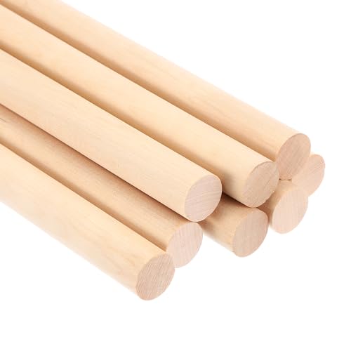 PATIKIL 5/7x15.75inch Wooden Dowel, 8 Pcs Dowel Rod Wood Dowels Wood Sticks Unfinished Round Hardwood for Crafts DIY Home Decor 18mm x 400mm