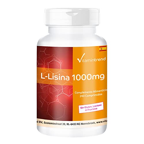 L-Lisina 1000mg - Aminoácido esencial - Altamente dosificado - 240 comprimidos - Vegano | Vitamintrend®