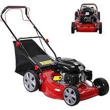 Self Propelled Gas Lawn Mower, 141cc 4-Stroke Gas Walk Behind Lawn Mower Tractor, Self Propelled Push Lawn Mower with 7-Position Height & 50L Grass Tank Red 1