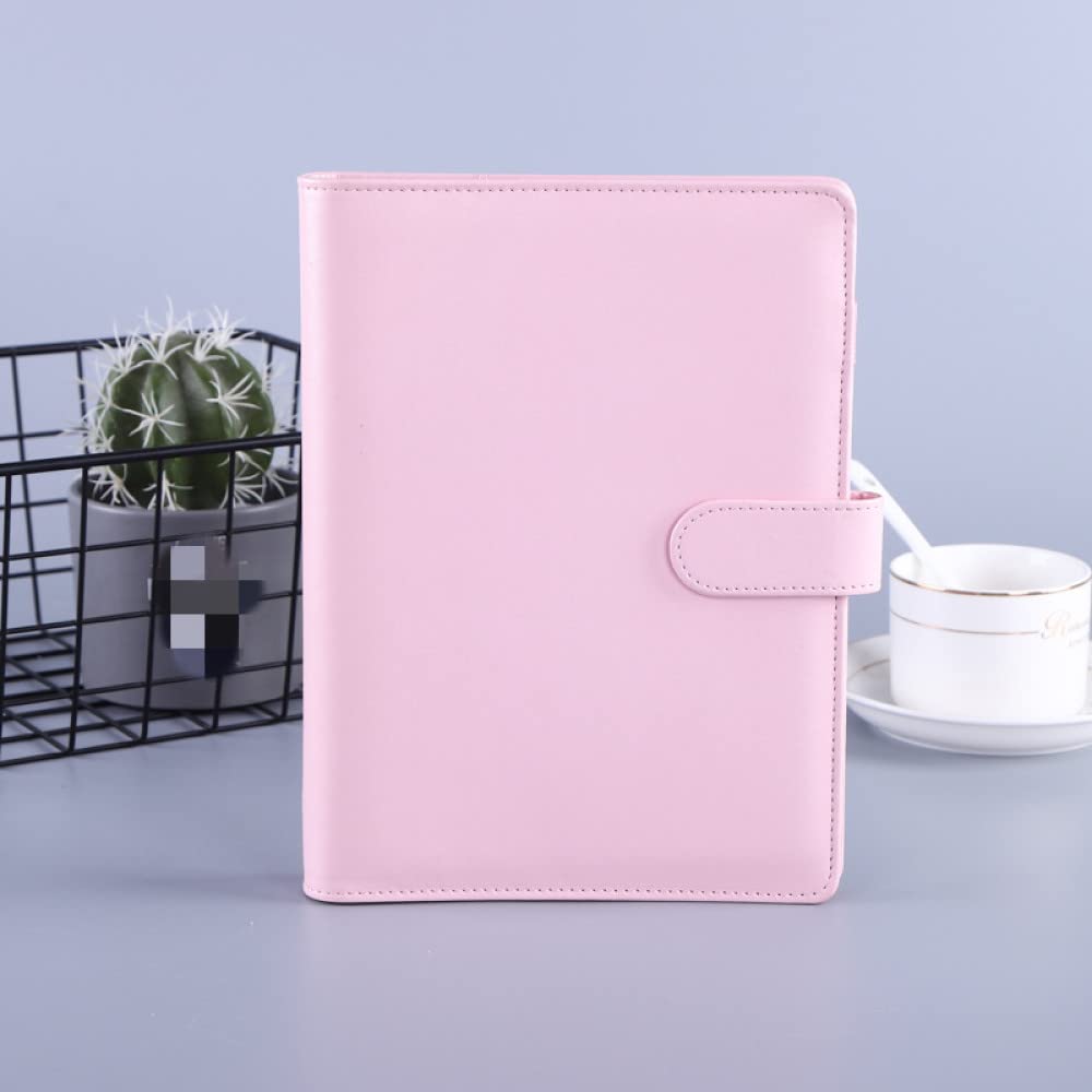 A6/A5 PU Cuero DIY Binder Notebook Cover Diario Agenda Planner Paper Cover Papelería escolar,Pink,A5