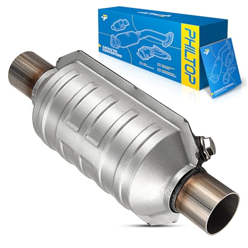PHILTOP 2" Inlet/Outlet Universal Catalytic Converter with Heat Shield High Flow Direct-Fit Catalytic Converter Kit(EPA Compliant)