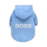 ROSTUDO リオスタジオ 犬服 犬の服 秋冬 フード付パーカー スウェットトレーナー スウェットパーカー ボスBOSS 防寒 暖かい ワンコ服 猫服 (⑪パウダーブルー,M)