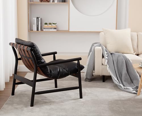 Sillón Moderno Tapizado Negro miniatura 6