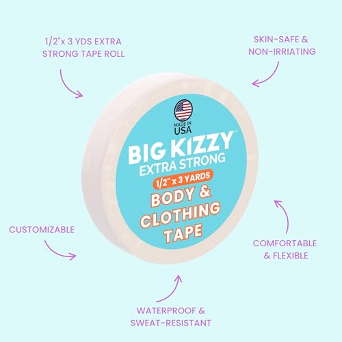 Image of Big Kizzy Extra Strong Body and Clothing Tape Roll (1 /2 inch x 3 yds)