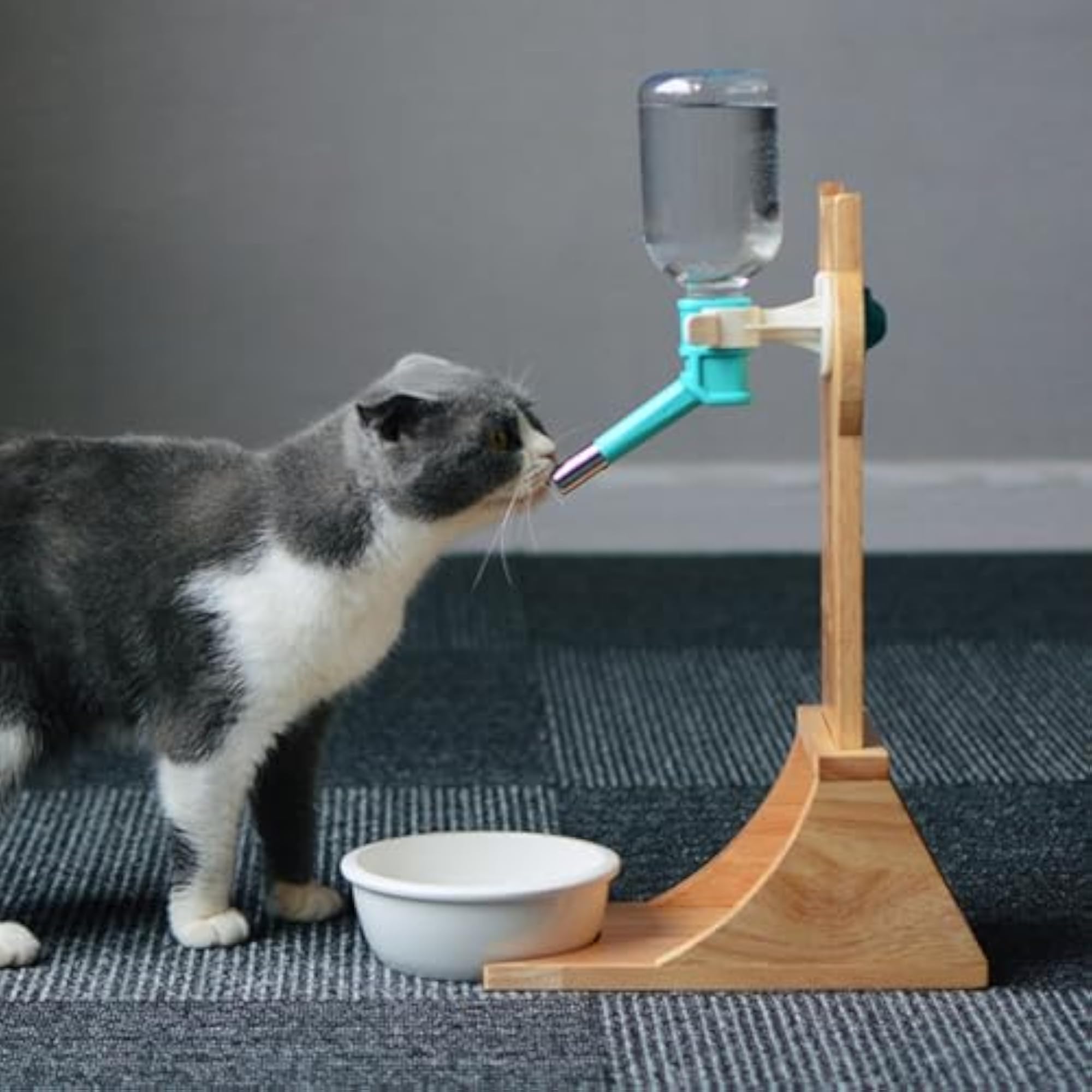 Vertical Slot Cat Head Water Stand, Curved Base