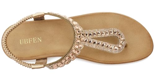 Image of UBFEN Womens Flat Sandals Dress Braided T-Strap Thong Sandals with Arch Support Comfortable for Walking