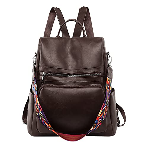 Mochila coreana de gran capacidad para mujer, de piel suave, de viaje, mochila utilitaria, café, Talla única