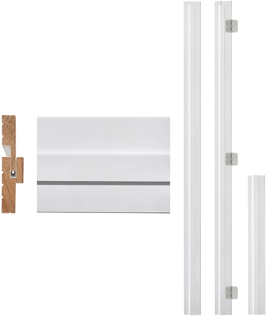 Interior Door Jamb Frame Kit with 4 Hinges, Pine Wood, DIY Assemble for Left or Right Hand, Adjustable Size, 1.06 in. x 4.53-5.51in. x 81.65 in