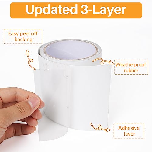 Blosy Waterproof Repair Tape 4" X 10', Waterproof Patch & Seal Tape, Quick Fix Water Pipe Leaking, Strong Adhesive (White) #TOP3