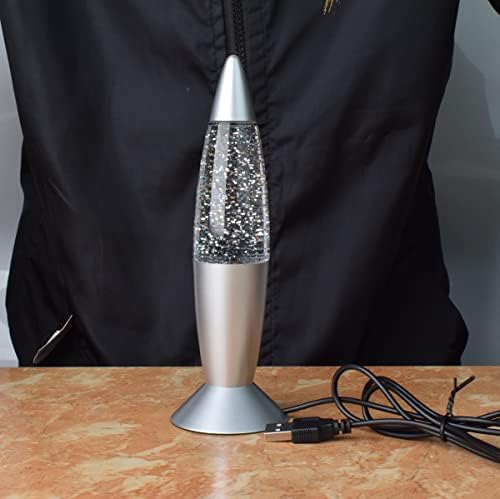 Cdycam Glitter Lava Lamp LED Vintage Mini 7.28'' Night Light Lamp with USB Multi Color Changing Rocket Light for Kids Boys Girls Adult Bedroom