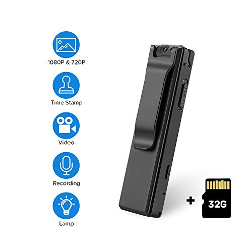BOBLOV 1080P Mini Body Cameras with Audio Wearable Video Recorder Back Clip Easy