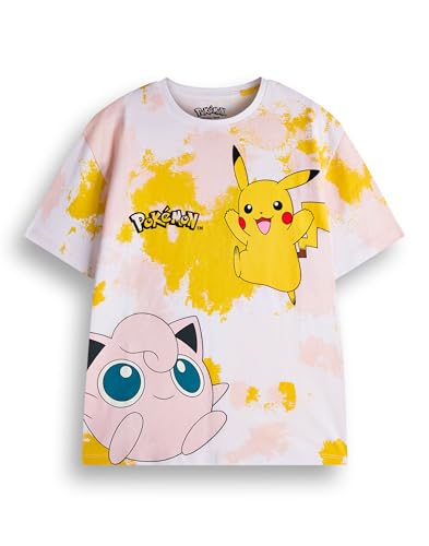 Image of Pokemon Girls T-Shirt & Shorts Set | Kids Tie Dye Short Sleeve Pikachu Jigglypuff Graphic Tee & Purple Cycling Shorts Bundle