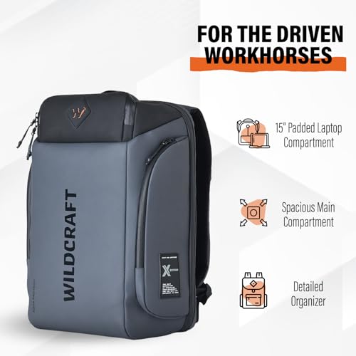 Image of Wildcraft Torres Pro 25 Ltrs Laptop Backpack for Travel Gym Office | Unisex Backpack with Rain Cover | Durable & Spacious Bag for Men & Women