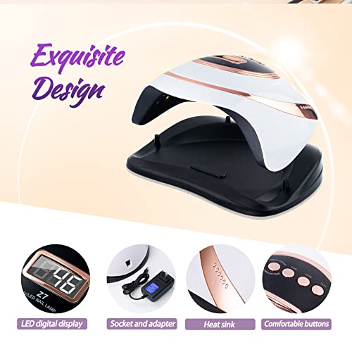Phiakle 180W Uv Led Nail Lamp, Uv Light For Nails With Automatic Sensor/4 Timer Setting Professional Fast Curing Lamp Nail Dryer For Acrylic Nails Gel Polish(Gold) #TOP3