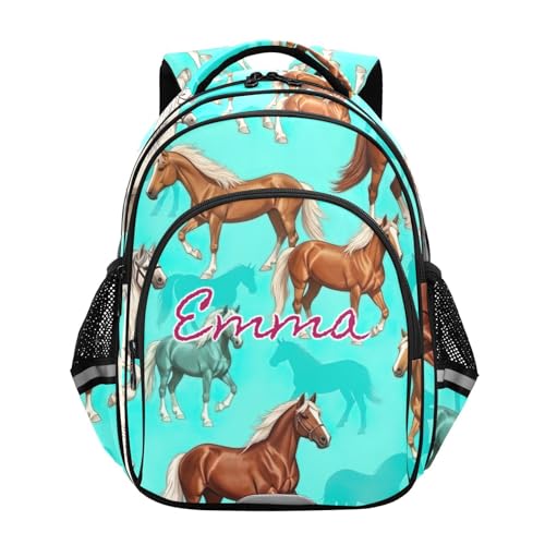 Sac à dos personnalisé cheval turquoise le cadeau de rentrée idéal pour fille et garçon