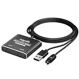 Divisor de áudio óptico digital bidirecional 1 entrada 2 saídas Toslink SPDIF ativo fibra óptica com alimentação USB, LPCM 2.0, PCM, Dolby, DTS 5.1 para HDTV, Home Theater, soundbar, receptor