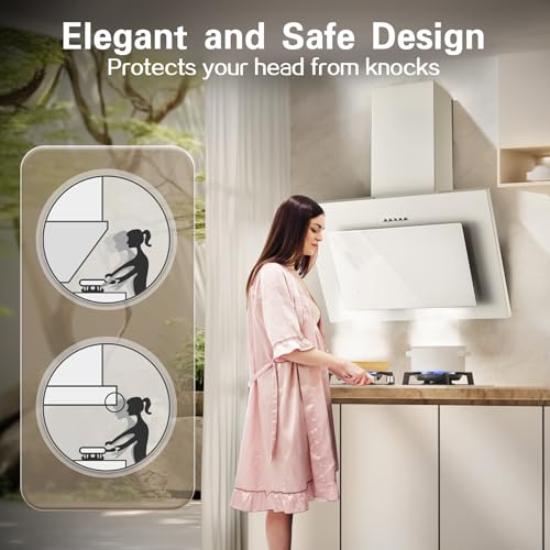 Okap kuchenny 60 cm, TopStrong okap 60 cm z funkcją obiegu powietrza/wyciągu z mocą ssącą 350 m³/h, Cicha podwieszana okapka 60 cm z diodami LED, w zestawie filtr węglowy aktywny, skośny okap ścienny