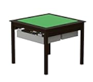 UTEX 2 in 1 Kids Construction Play Table with Storage Drawers and Built in Plate (Espresso with Grey Drwaer)