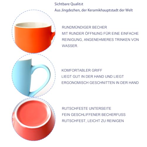 Tazze Da Caffè In Porcellana|Tazze Da Caffè Set Di 6丨Coffee Mugs Porcelain Large丨Porcelain Cups Set丨Coloured Cups 330ml - immagine 6