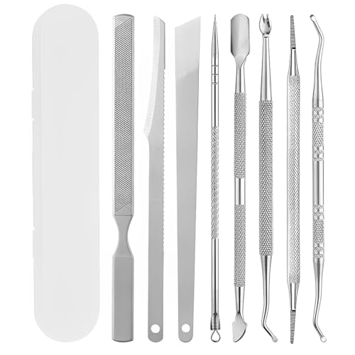 DLPRK 8 pezzi Kit per Rimuovere Unghie Incarnite, Manicure File Pedicure, Strumenti per Pedicure Professionali Inossidabile con Custodia, Strumento per Unghie Incarnite (Inossidabile)