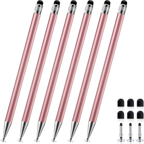 ChaoQ 2-in-1 Stylus Pen for Touchscreen, 6pcs High Sensitivity and Precision Stylus Pens for iPad iPhone Android Suitable for All Touch Screens (Rose Gold)