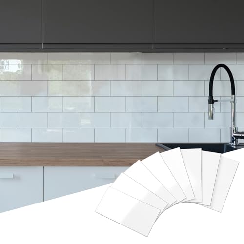 Yipscazo 2026 New Upgrade Peel and Stick backsplash 3 x 6 Inches, Backsplash Tile Peel and Stick Tile for Kitchen, Bathroom, Laundry Room, Fireplace(Polished Marble White, 160 Pieces) by Yipscazo - Used condition - US$42.99