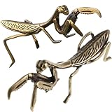 MHYGKTXRA 2pcs Gold Brass Mantis Figurines