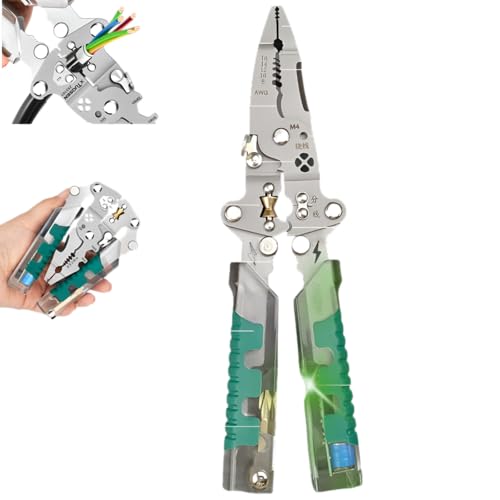 [mocoly]【18-in-1 2026年モデル】折りたたみ多機能ワイヤーストリッパー 電工ペンチ ドイツ製 ワイヤーストリッパー 耐摩耗鋼製 JIS規格絶縁 カッター/ツイスター一体型 電線クリンパー コンパクト収納 電気工事/DIY修理用