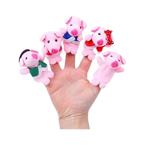 Finger doll animal finger puppet plush doll, animal hand puppet early education toy. Parent-child doll. (5 cute little pigs) Cover