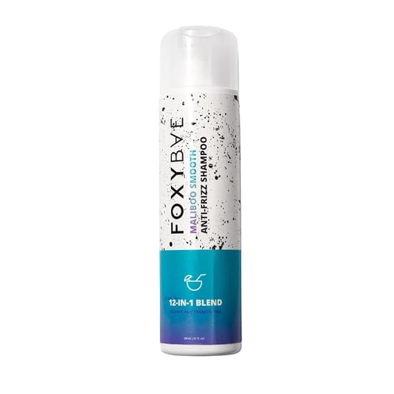شامبو FoxyBae Maliboo Smooth المضاد للتجعد 12 في 1 تركيبة خالية من الكبريتات والبارابين مع البيوتين وزيت الأرغان وزبدة الشيا مرطب ومنعم للشعر المجعد أو السميك أو المعالج بالألوان 10 أونصة