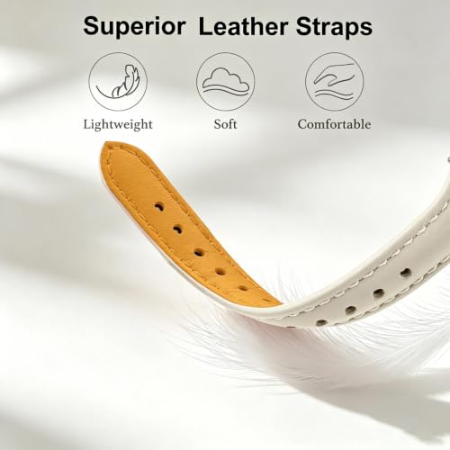 Slim Leather Band For Garmin Venu 3S 41mm/Venu 4 41mm,Beige/Rose Gold by Bntenotk - Used condition - Image 5