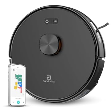 Robô Aspirador de Pó Inteligente AMG-R3 PRO 3 em 1 Varre, Aspira e Passa Pano com Mapeamento a Laser LDS, Compatível com Alexa e Google, Wi-Fi, App e Controle Remoto Panda Plus Bivolt (Preto)