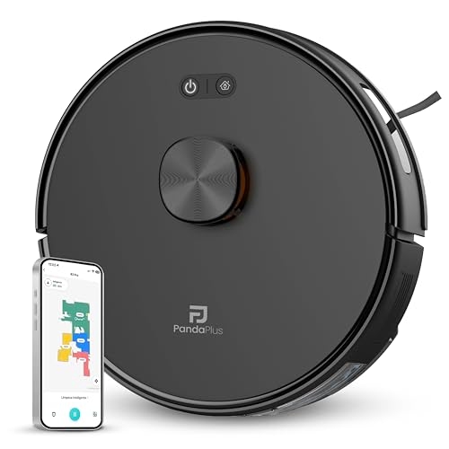 Robô Aspirador de Pó Inteligente AMG-R3 PRO 3 em 1 Varre, Aspira e Passa Pano com Mapeamento a Laser LDS, Compatível com Alexa e Google, Wi-Fi, App e Controle Remoto Panda Plus Bivolt (Preto)