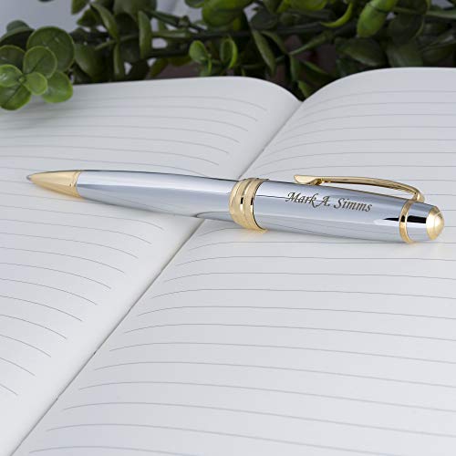 Dayspring Pens Engraved Cross Pen | Personalized Cross Bailey Medalist Ballpoint Gift Pen - Chrome With Gold Trim, Custom Engraved Executive Gift. #TOP2
