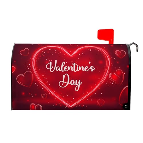 Ancordivo Valentines Day Mailbox Covers Magnetic Standard Size 21 x 18 Inch Romantic Red Love Heart Valentines Holiday Mailbox Wraps Post Letter Box Cover for Garden Yard Decor