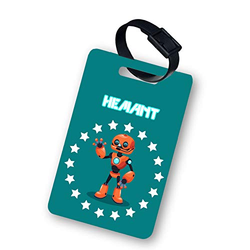 Image of Personalized Luggage Tag with Name & Photo - Boys (Robot) | Custom Name Tag