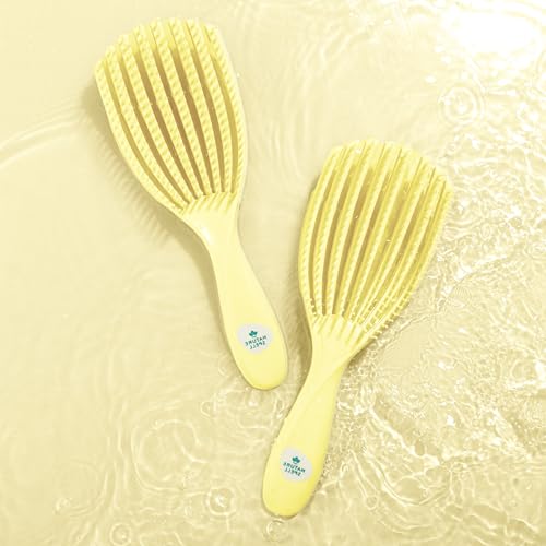 Image of Nature Spell FlexiFlow Detangling Hair Brush Detangles All Hair Types For Wet & Dry Hair Flexible Strands for Pain Free Brushing & Cleaning Eliminates Knots & Reduces Breakage (Yellow)